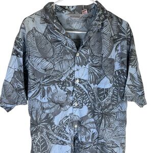BonHomme Blue Floral Lightweight Cotton Button-Up Shirt Size XL